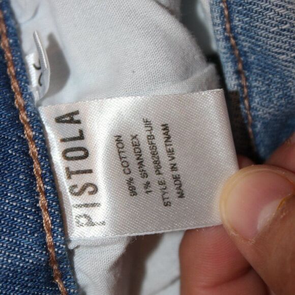 pistola Blue high-Rise Destructed Straight Leg Jeans Women's Size 26 - Picture 11 of 12